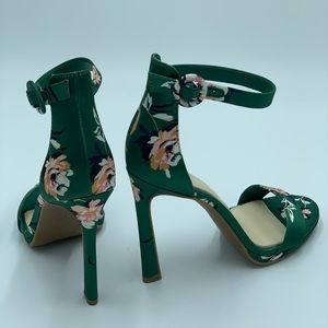 Floral satin heels